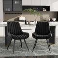 Dining Chairs Set of 2, Faux Leather Mid Century Modern Kitchen Chairs with Soft Cushion, Comfortable Upholstered Dining Room Chairs for Kitchen, Black