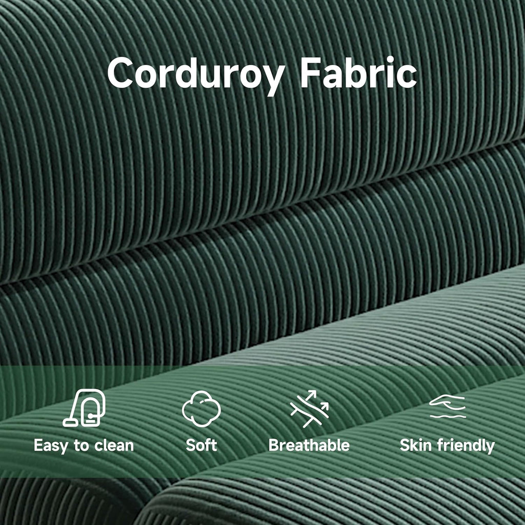 YVDNHP Bean Bag Chair with Ottoman, Cozy Comfy Reading Nook Chairs, Ultra Soft Corduroy Fabric Bean Bag Chairs for Adults, Reading Chair with Ottoman for Living Room, Bedroom Apartment (Green)