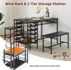 Garvee Dining Table Set for 4, Kitchen Table Set for 4 with 2 Benches, 3 Piece Dining Room Table Set for Small Space Apartment, Black