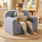 Costzon Kids Couch, Comfy Toddler Sofa Chair with Soft Fleece Fabric Cover, Kids Furniture for Playroom, Children Reading Armchair for Boys & Girls Aged 3+ Birthday (Medial,Grey)