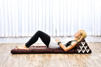 Leewadee - Comfortable Japanese Floor Mattress Used As Thai Floor Bed with Triangle Cushion, Futon Mattress Or Thai Massage Mat, 67 x 21 inches, Brown Red | Floor & lounge cushion for relaxing, reading & TV - for meditation & yoga, firm & stable