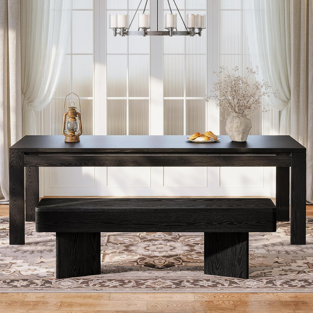 Tribesigns 47.24" Dining Bench, Modern Black Dining Table Bench with Stu...