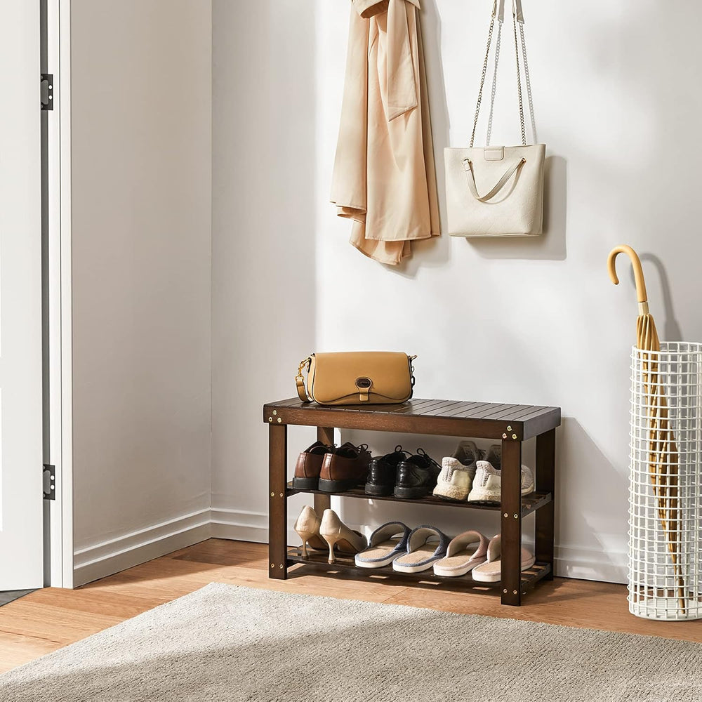 Pipishell Bamboo Shoe Rack Bench, 3 Tier Sturdy Shoe Bench, Storage Shoe Orga...