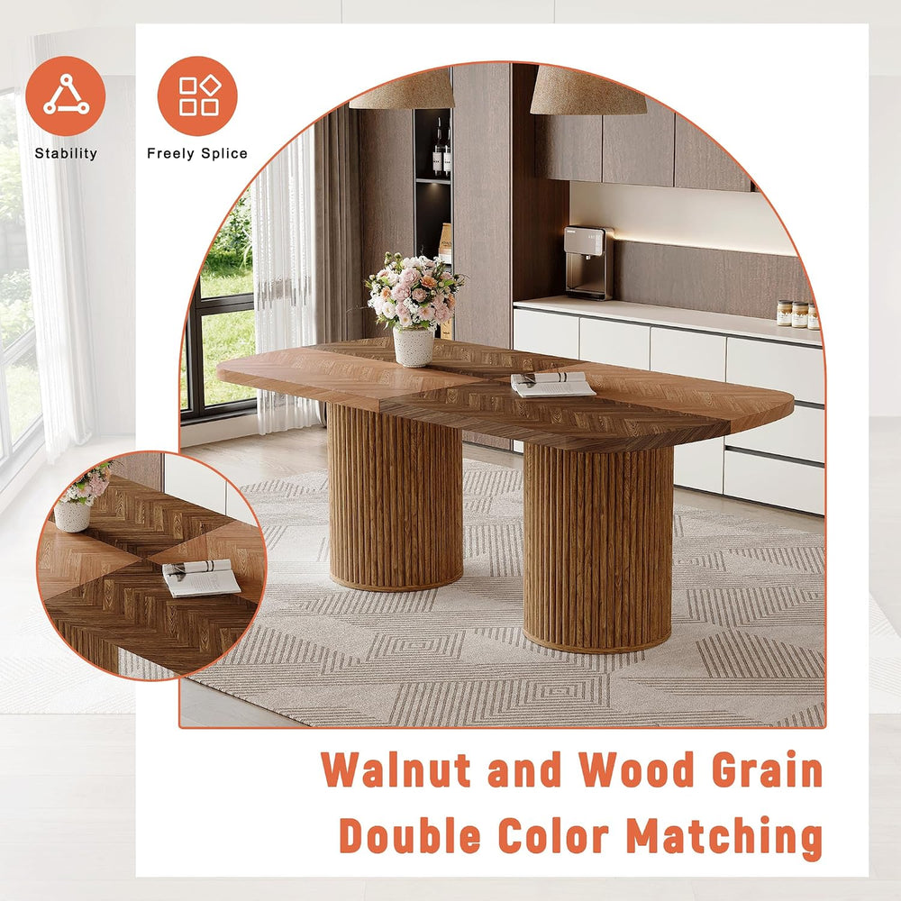 79" Dining Table Set for 8, 9 Piece Dining Table Set, Large Rectangular ...