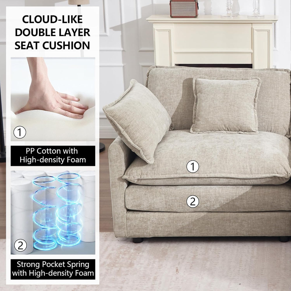 KIVENJAJA 111.5" W L Shaped Modular Cloud Sectional Sofa Couch for Livin...