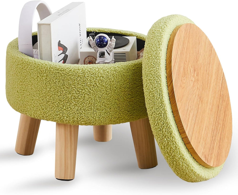 Wimarsbon Storage Ottoman, Modern Round Footrest with Soft Padded Seat, Teddy...