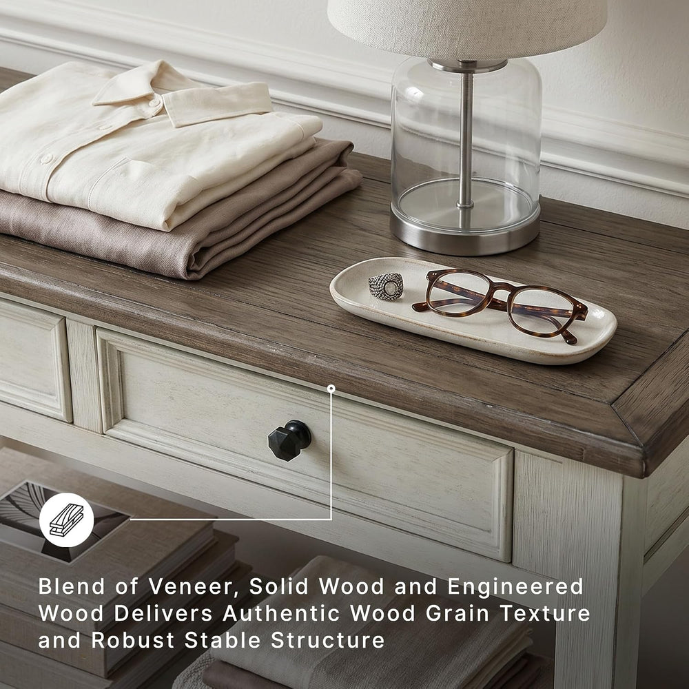 Signature Design by Ashley Bolanburg Farmhouse Sofa Console Table, White | Tw...