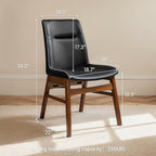 SyMax Dining Chairs Set of 4, Faux Leather Dining Room Chairs with Stitched Edge Trim and Sturdy Wood Legs, Modern High-End Kitchen Side Chairs for Bedroom, Living Room, Black