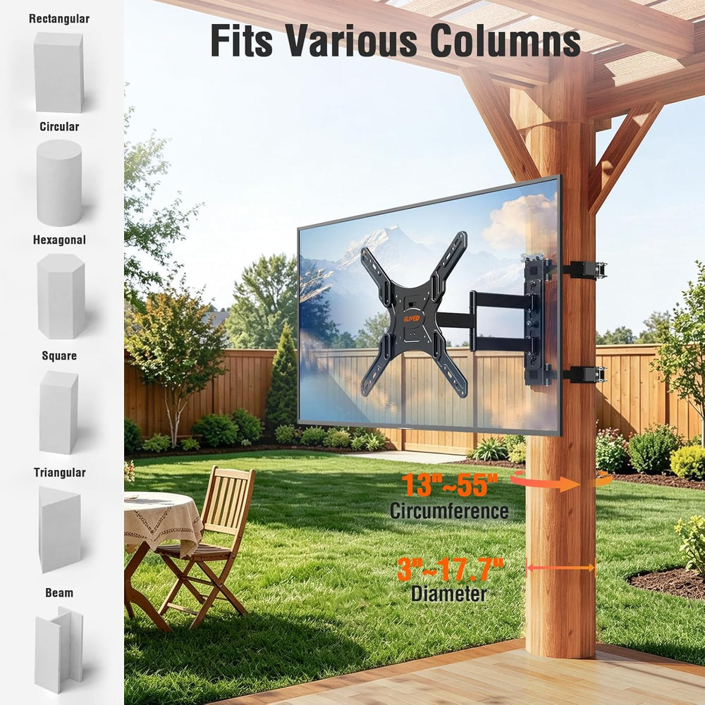 Pillar TV Mount for 26-60" TVs, No Drill Column TV Bracket for Gazebo Pa...