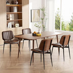 Dining Chairs Set of 2, Mid Century Modern Dining Room Chair, Upholstered Faux Leather Kitchen Chairs with Walnut Bentwood Back and Metal Legs for Kitchen Dining Living Room, Coffee