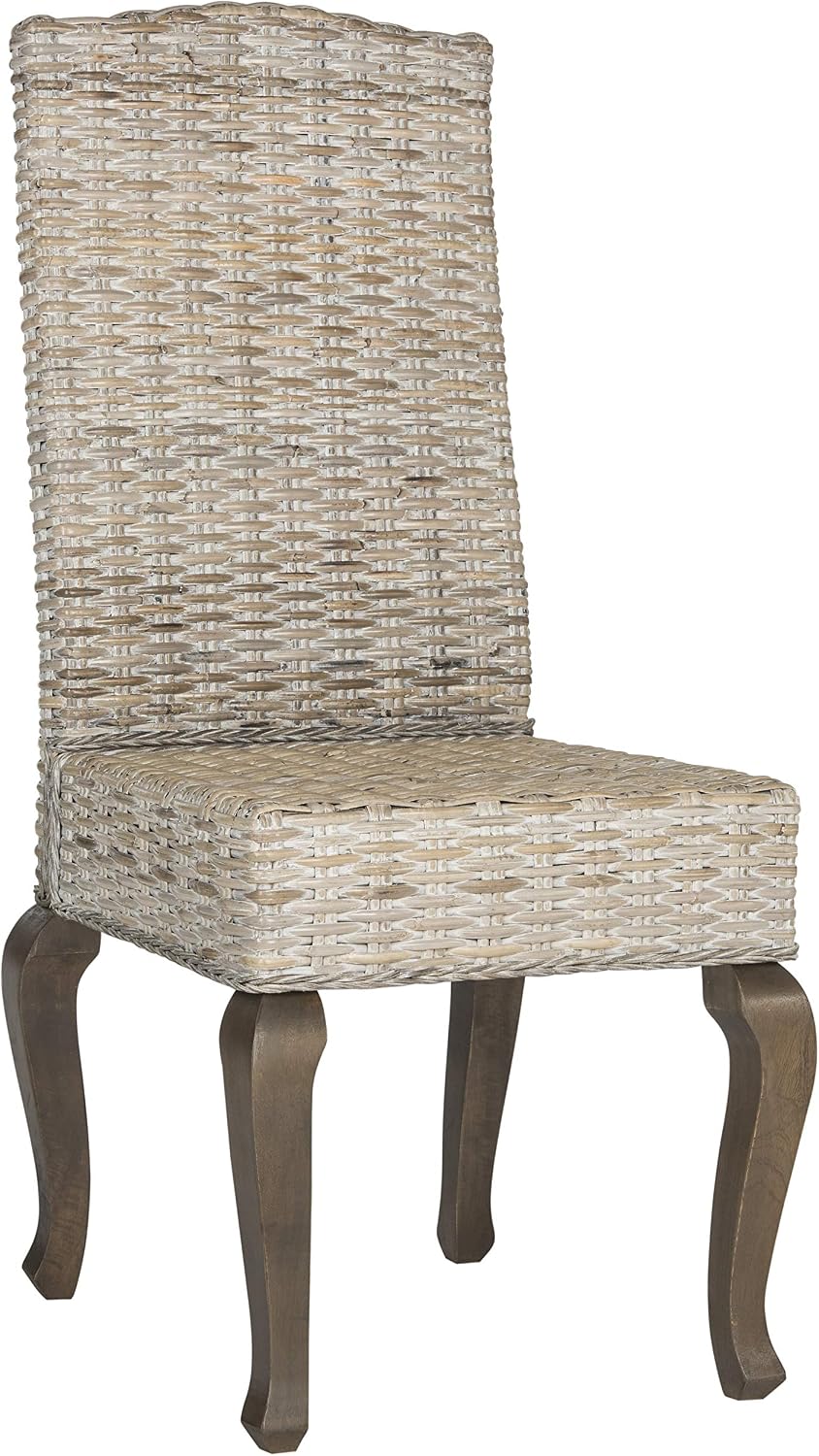 SAFAVIEH Milos Wood Dining Chair Set of 2, 18" Seat White Washed SEA8018B