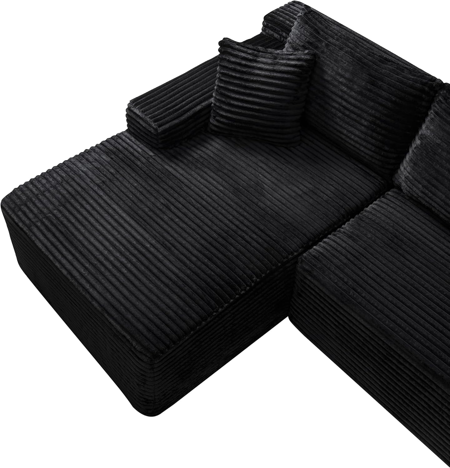 95" L-Shaped Cloud Sectional Couch, Left Facing Modular Compressed Boneless Sectional Sofa with Chaise Lounge, Plush Corduroy Boneless Corner Sofa for Living Room