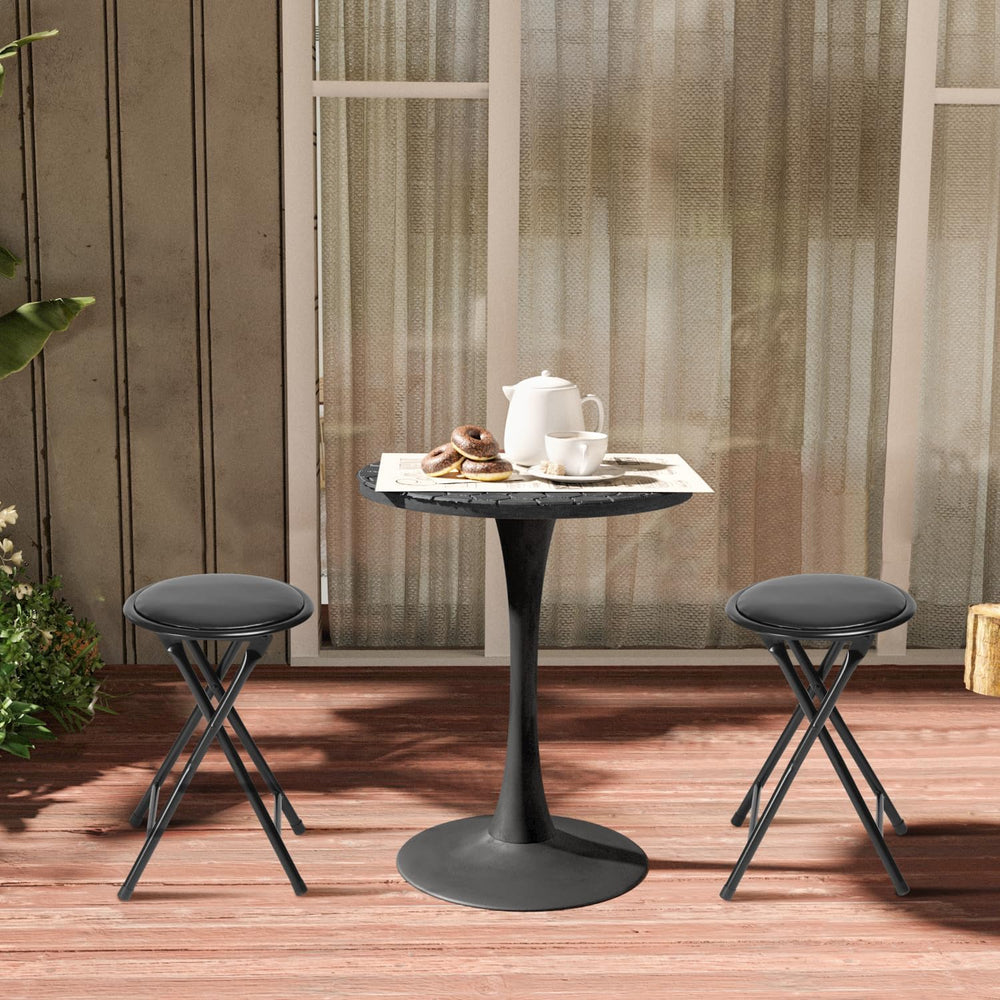 FurnitureR Folding Stool, Backless 18-Inch Stool Chair Collapsible Padded Rou...