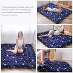 MAXYOYO Japanese Floor Mattress Futon Mattress, 4" Thicken Tatami Mat Sleeping Pad Foldable Roll Up Mat Boys Girls Dormitory Pad Kids Floor Lounger Pillow Bed, Charcoal Grey, Queen Size