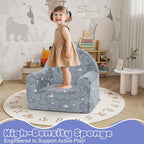 MeMoreCool Kids Chair, Glow Grey Dinosaur Kids Couch Sofa for Ages 3+ | Glow grey dinosaur kids chair, cozy foam armchair for reading corner, plush seat for playroom and kids room