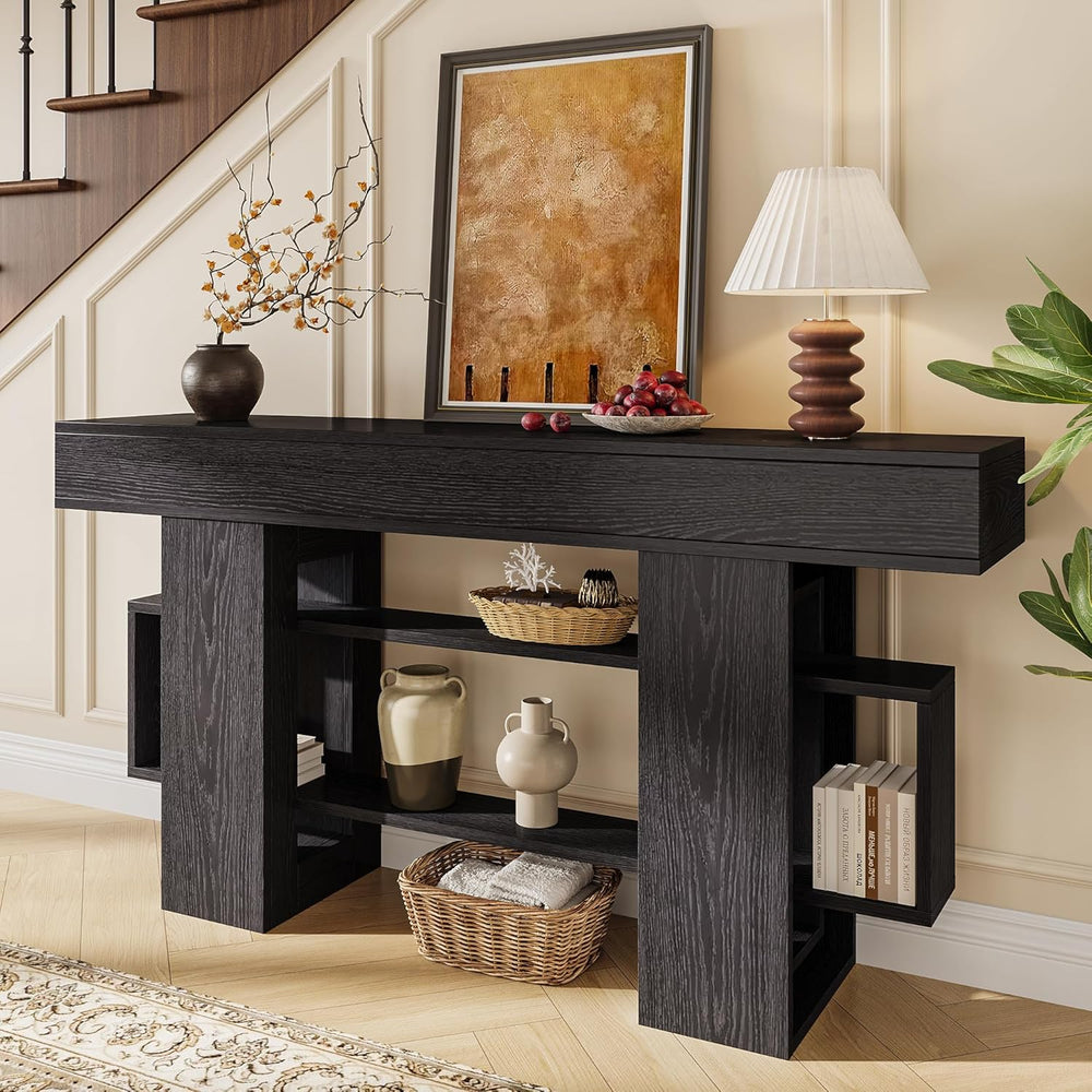 Einhomn 63 Inch Long Console Table for Entryway, Modern Wooden Sofa Table Beh...