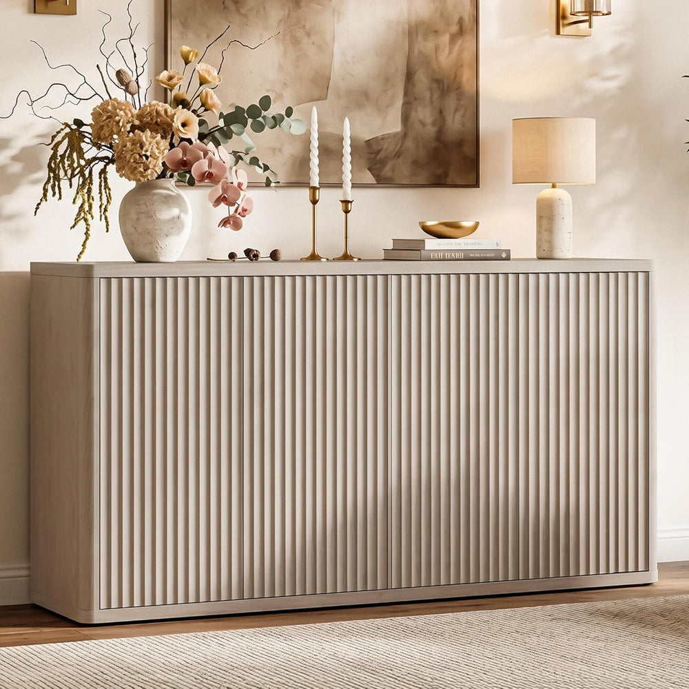 SICOTAS Buffet Cabinet with Storage Accent Sideboard with 4 Doors 66.3" ...