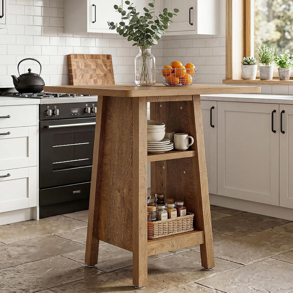 Tribesigns Kitchen Island with Storage, 3-Tier Square Counter Height Island T...