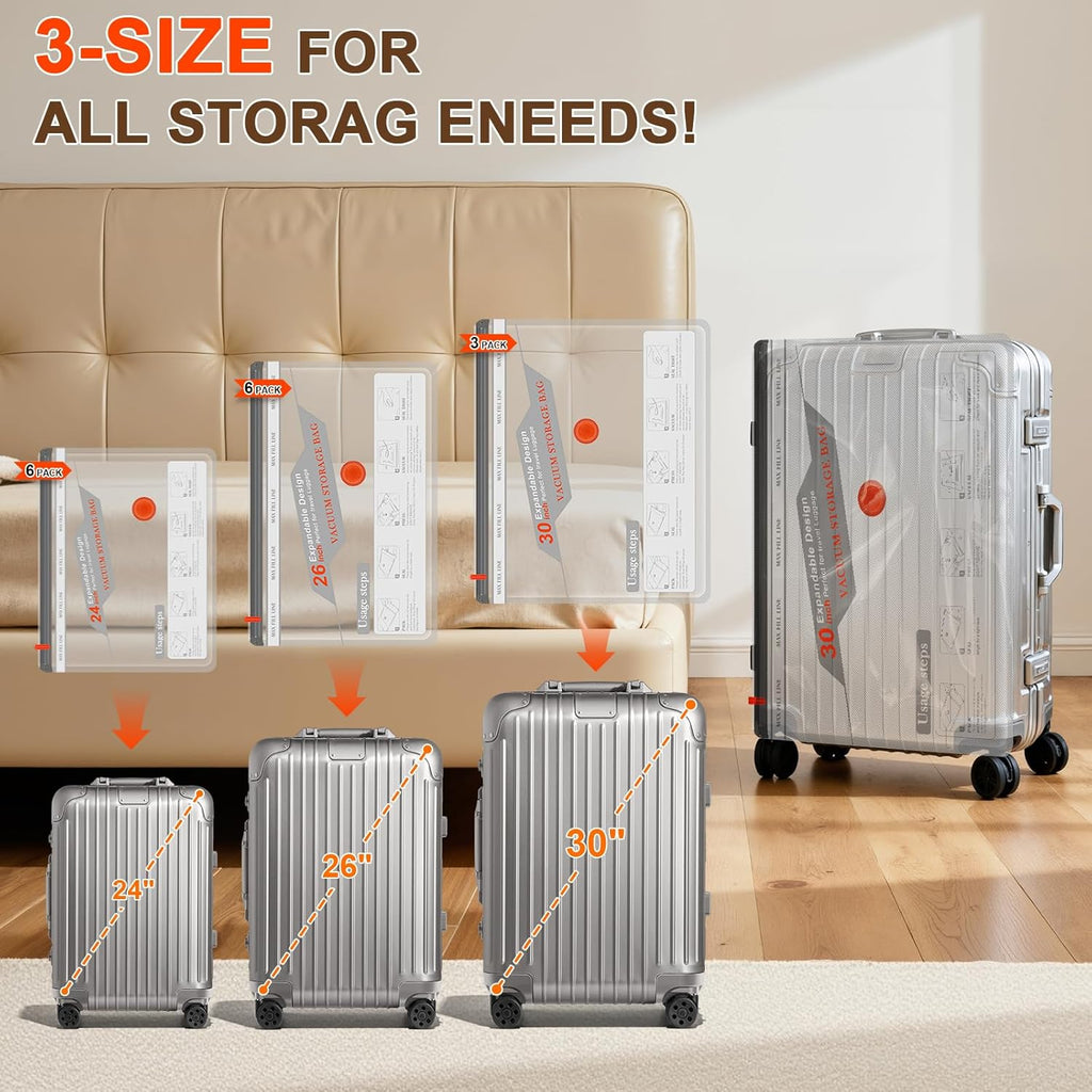 Travel Vacuum Bags with Pump - 15 Pack Space Saver Bag for Travel & Home, Clothes, Bedding, Blankets, Seasonal Storage