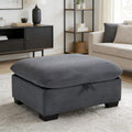 asunflower Matching Large Storage Ottoman for Sectional Sofa, Oversized Foldable Footrest Stool with Lid, Dark Grey Corduroy Bench - 37.4" Extra Wide
