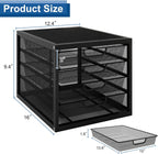 Natwind Mesh Desk Organizer with 4 Tier Sliding Drawers, Office Supplies Desktop Organizers and Accessories Stationery Storage, Paper Sorter, File Binder Organizer for Home Office School,Black