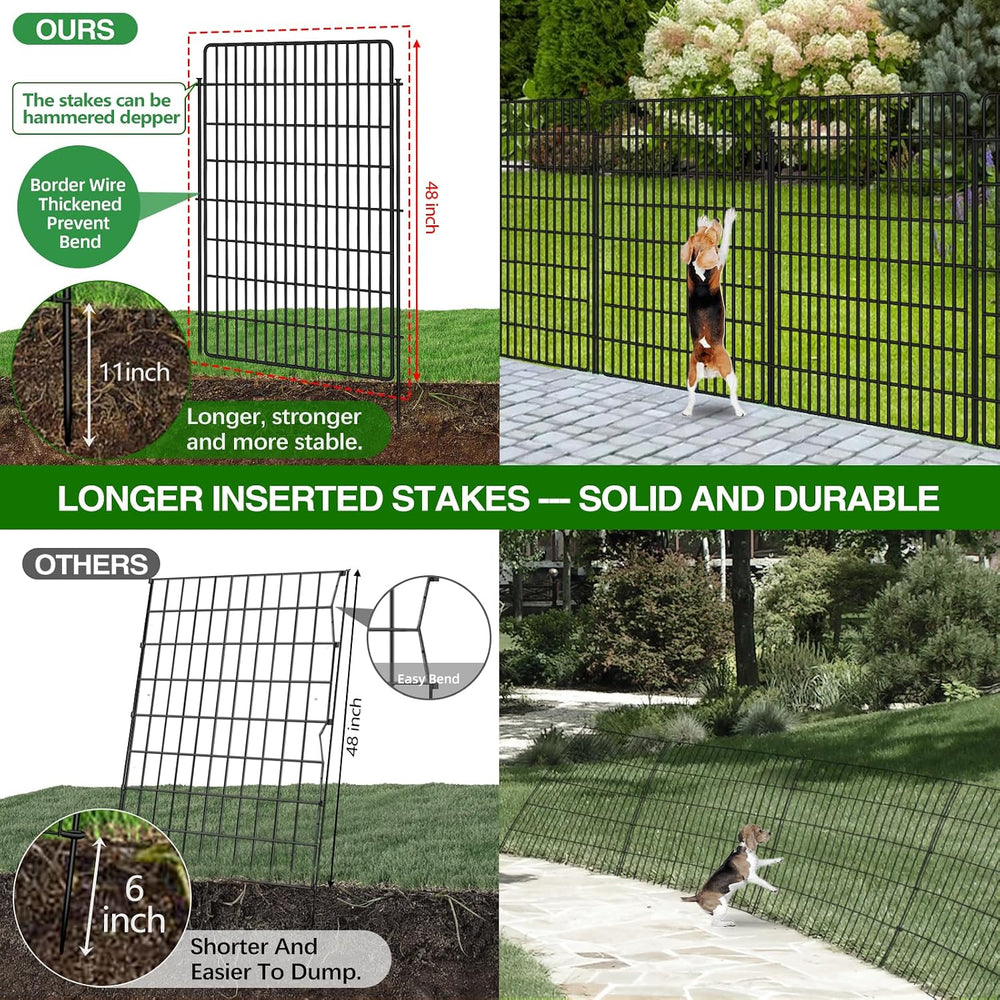 10 Panels Garden Fencing Animal Barrier, 48 in(H) X 24 Ft(L) Dog Fence Outdoo...