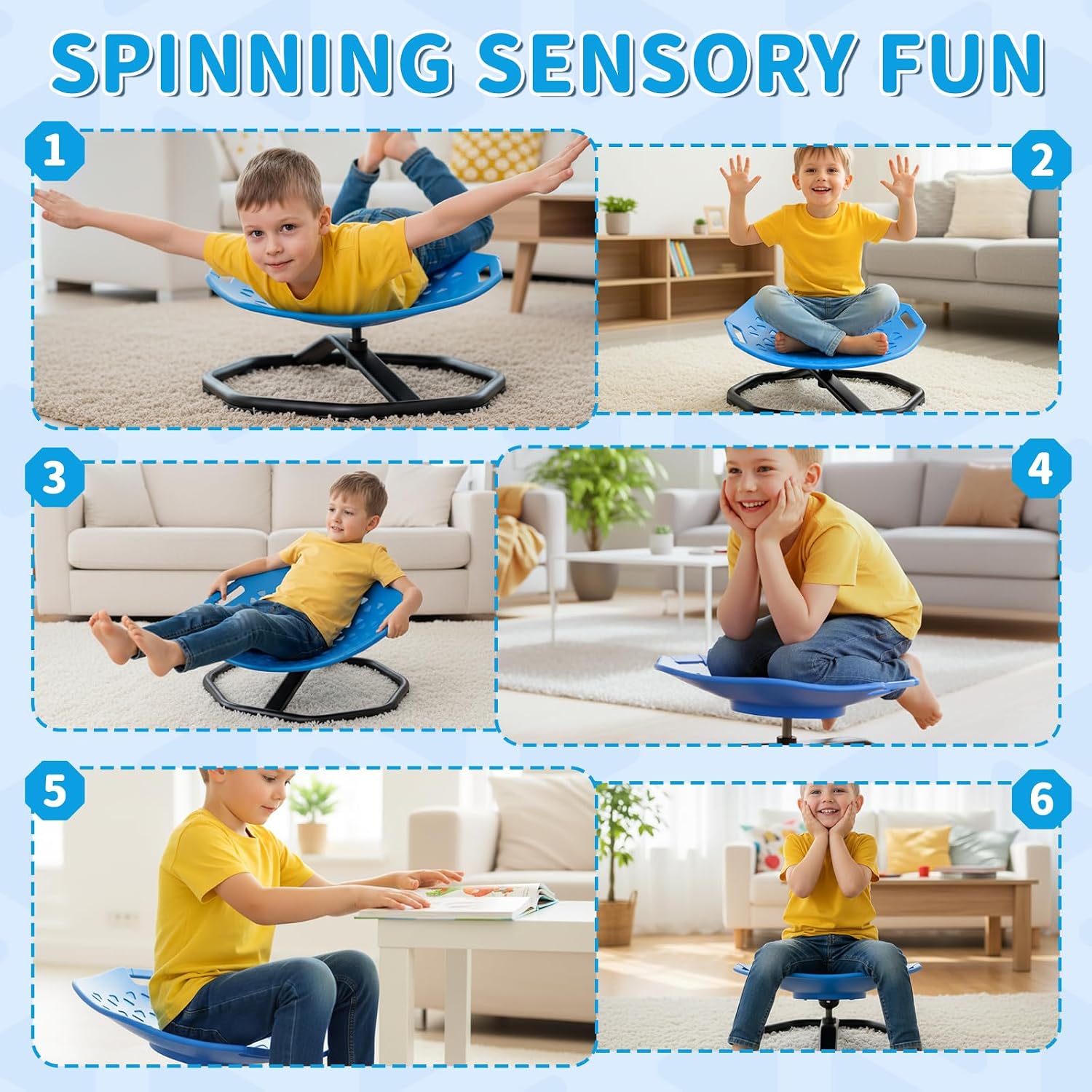 Pandapop Spinning Chair for Autistic Kids, Sensory Toy for Kids Ages 3-8 | Upgrade Handle, 360° Silent, Sit and Spin, Diamond-Shaped Reflective Panel, 220 lbs Weight Limit, Widened Metal Base