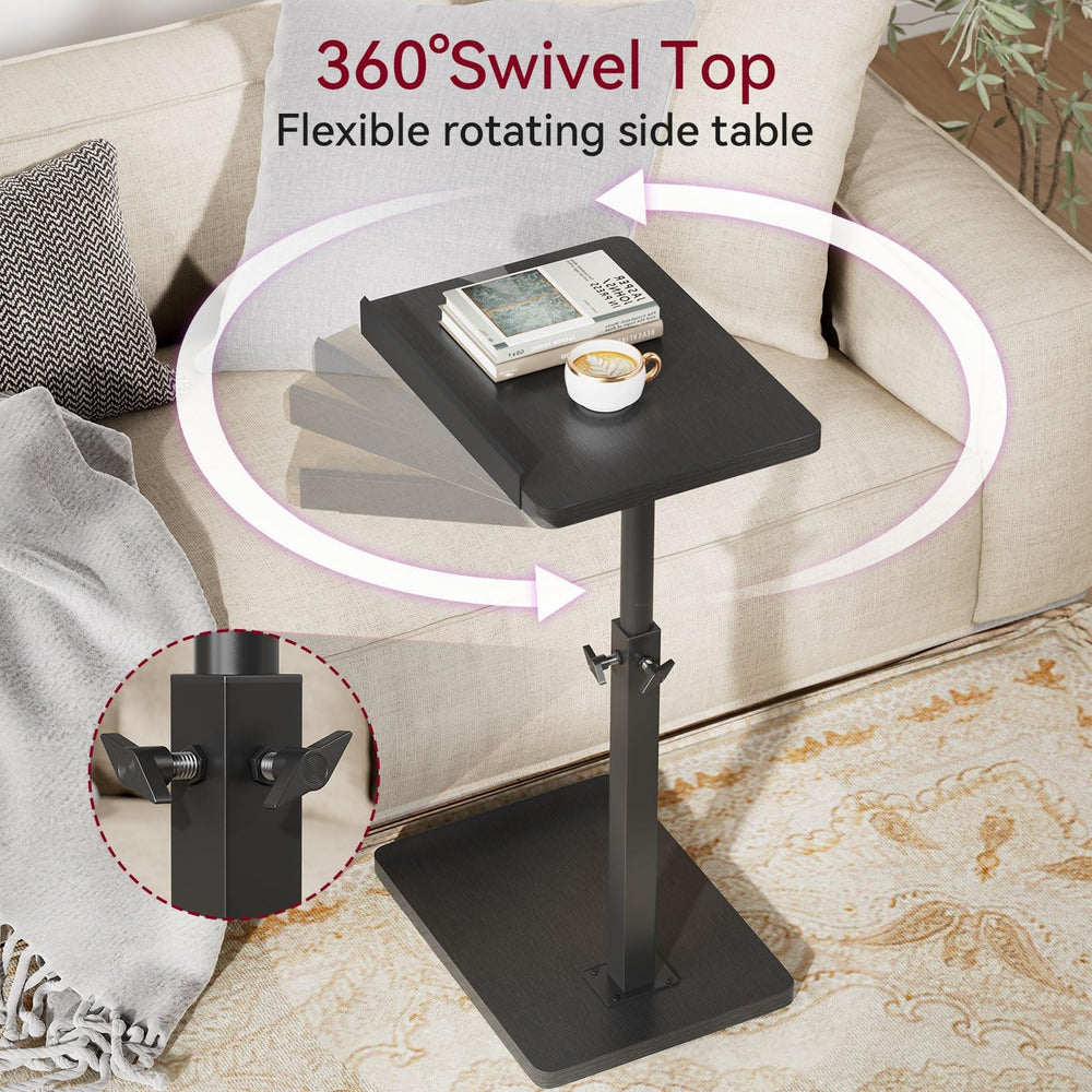 IBUYKE C Shaped Side Table, Angle Adjustable, 360° Swivel Height Adjustable E...