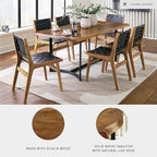 Signature Design by Ashley Fortmaine Contemporary Dining Table with Natural Live Edge, Light Brown & Black