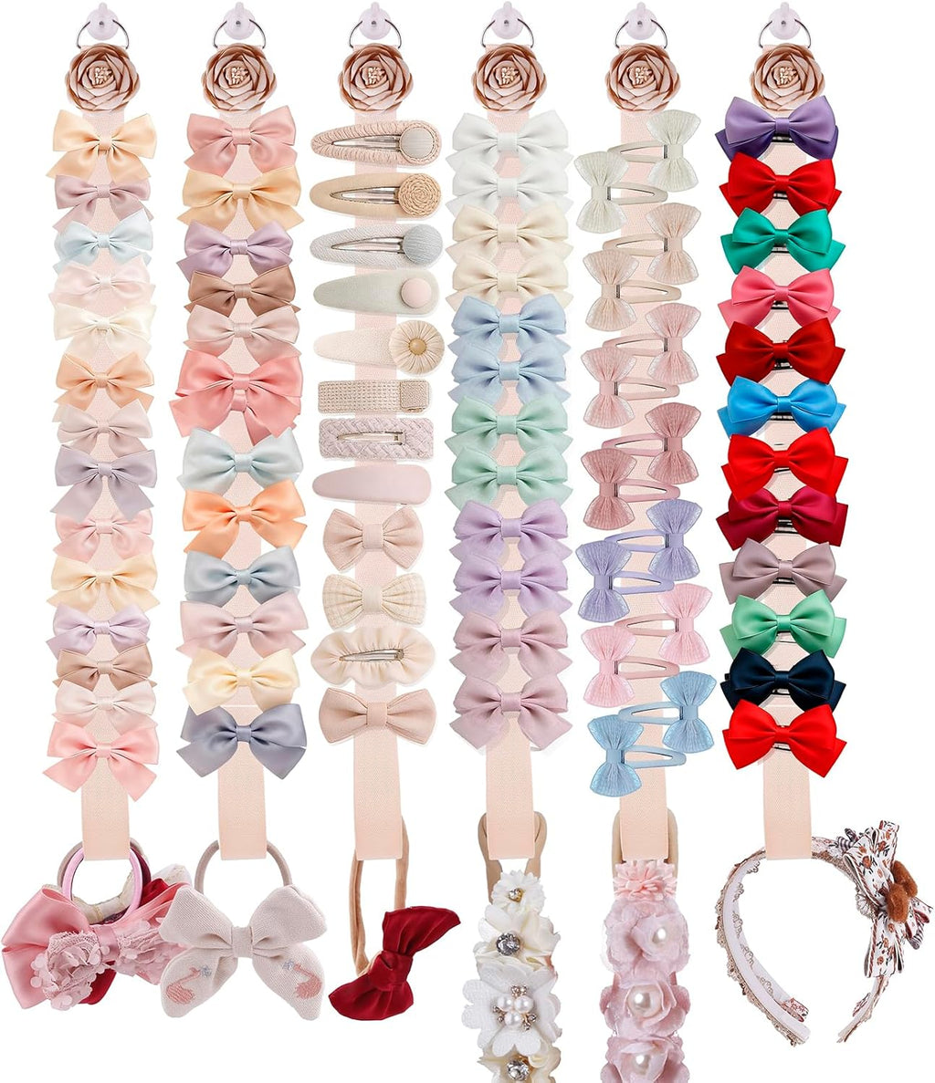 6PCS Bow Holder Hair Bow Organizer,Baby Decorative Hair Accessories Organizer,Flower Hair Clips Storage Bow Holder for Girls Hair Bows,Room Nursery Wall Hanging Decors (hua-6-B) (hua-6-B) (hua-6-M)