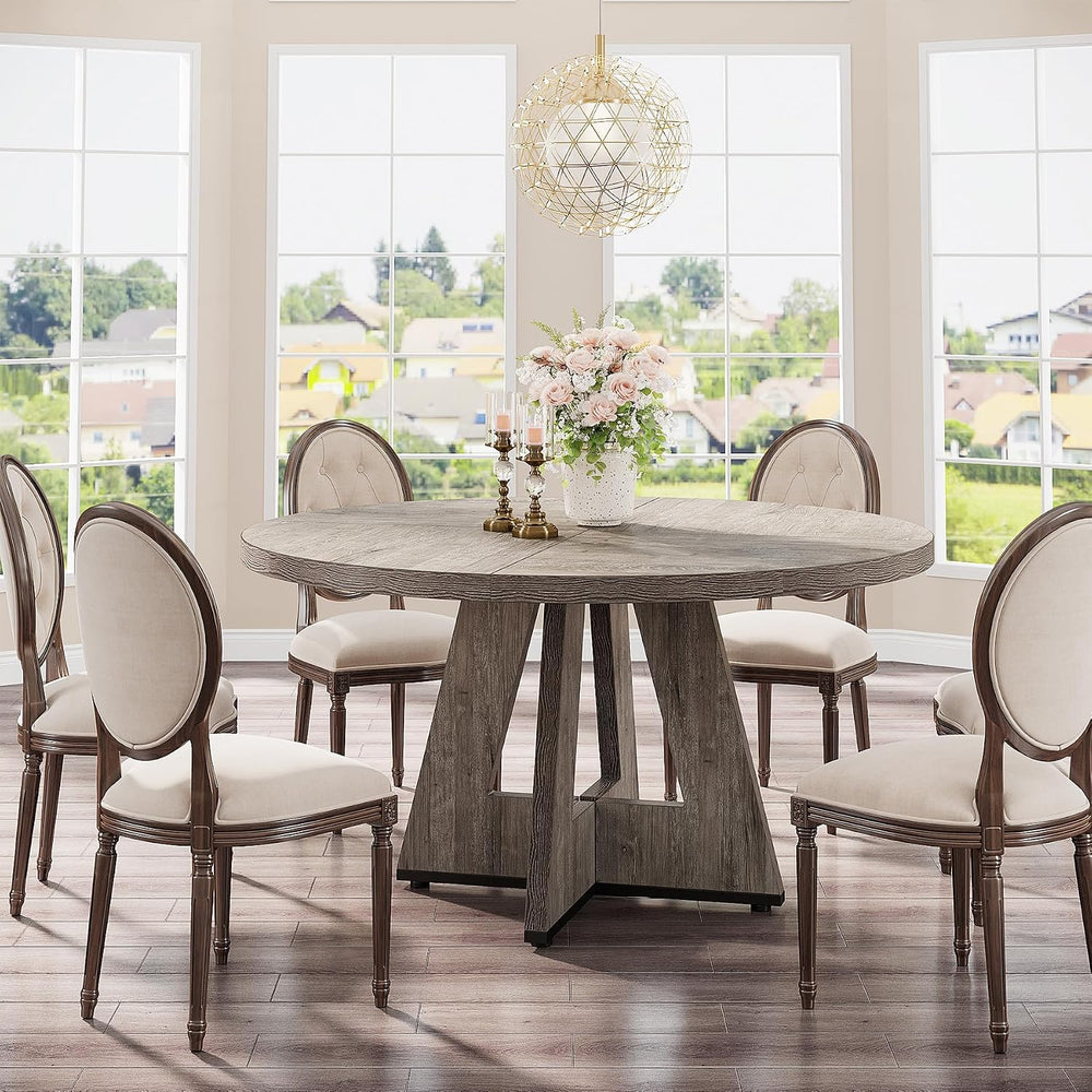 Tribesigns 47 inch Round Dining Table Wood Kitchen Table for Dining Room, 47&...