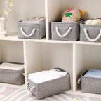 combocube 11.8 x 7.8 x 5.1 Inch Fabric Storage Bins for Shelves, Linen Storage Organizer Storage Basket with Ropes for Laundry, Home, Closet, Office, Clothes, Toys Organizer