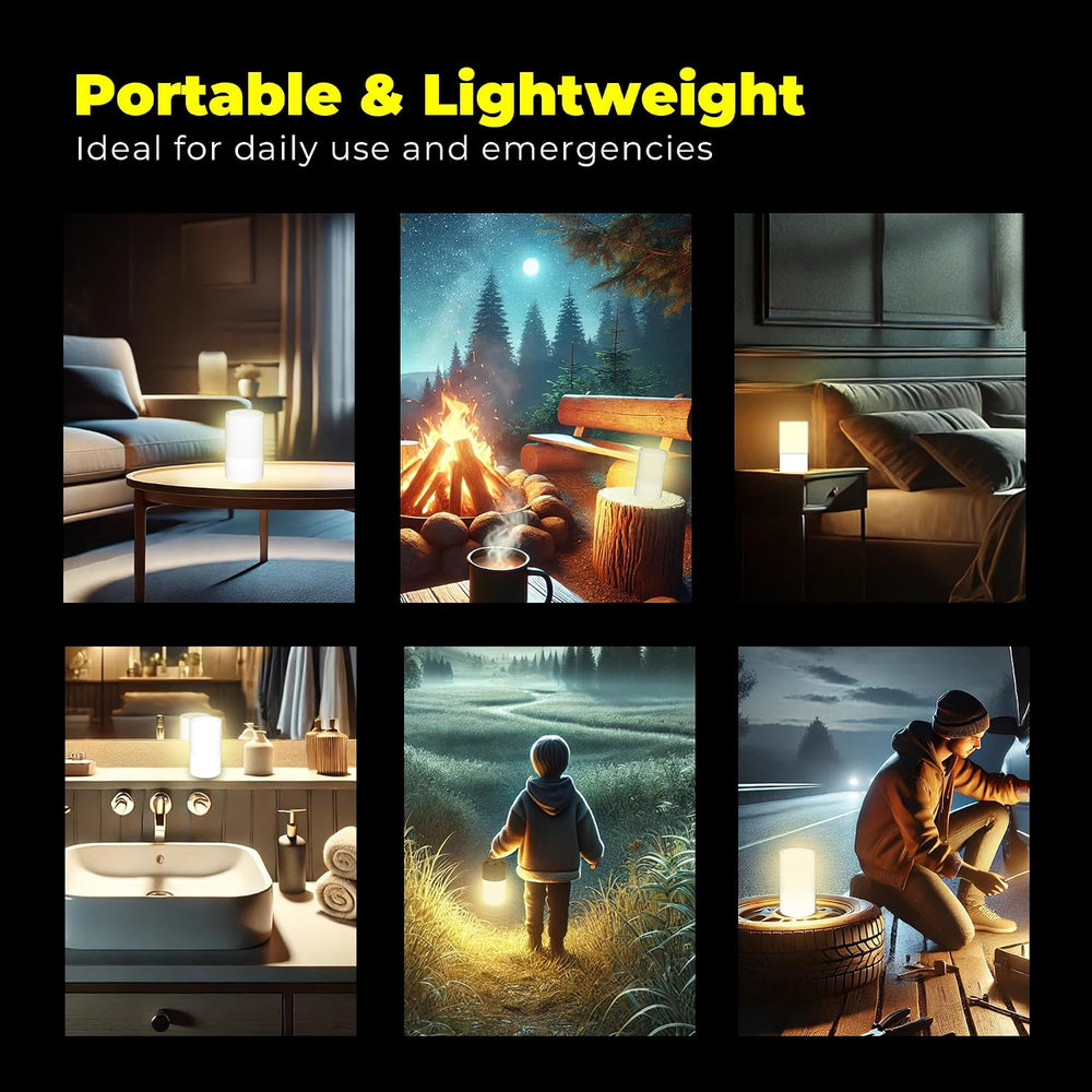 LFI Lights® White Home Emergency Table Lamp, 200+ Hr Runtime, Power Outages