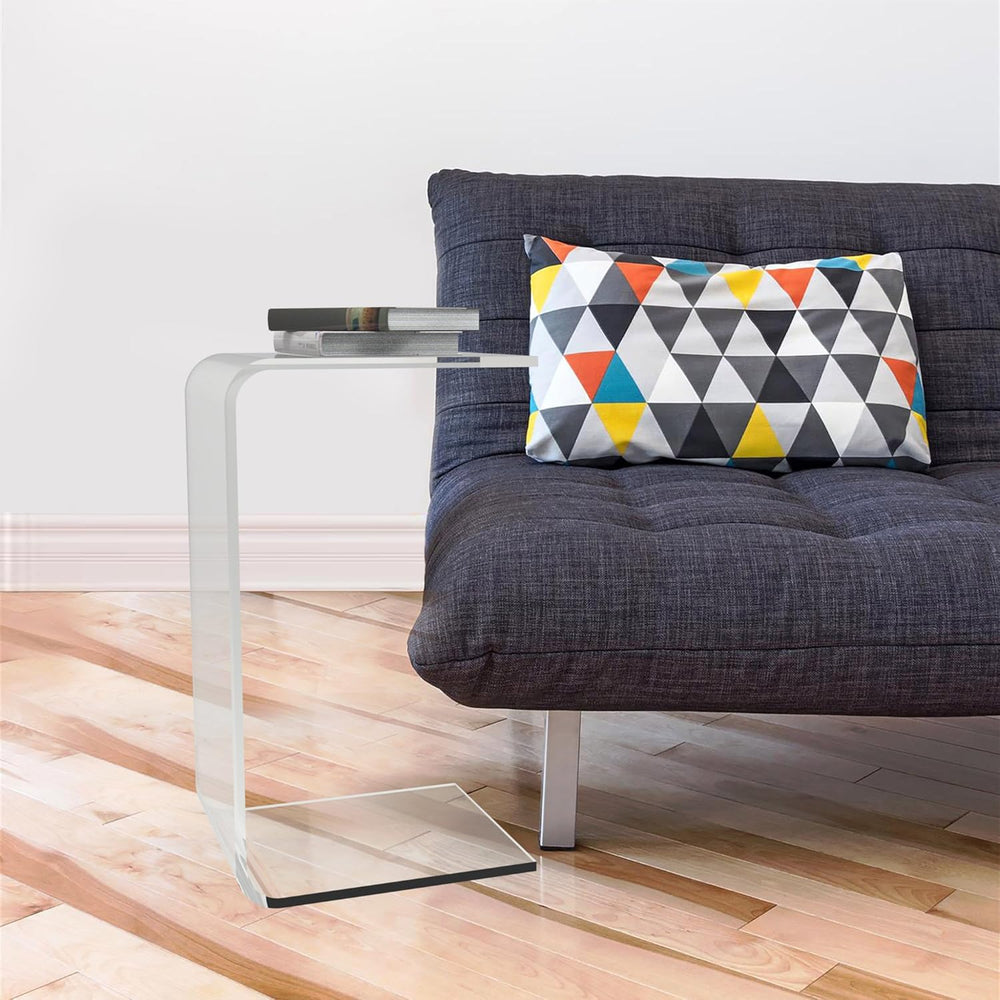 Acrylic Side Table - C Shaped End Table - Multipurpose Modern Furniture for L...