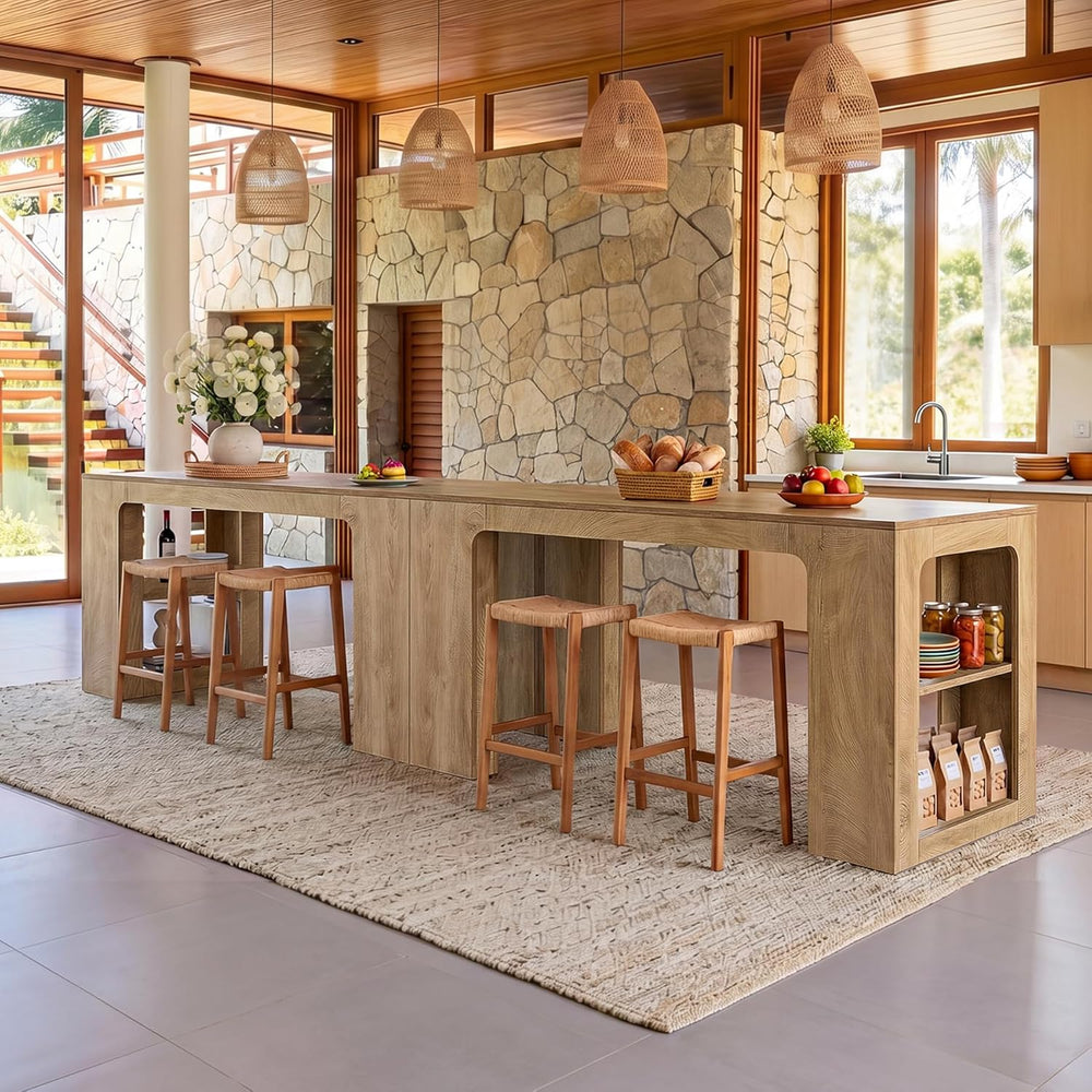 Tribesigns 63'' Long Kitchen Island with Storage, Wooden Counter Heig...