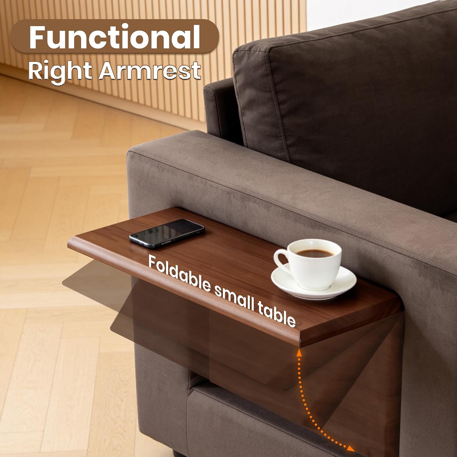 81" Modular Sectional Sleeper Sofa with Pull Out Bed, L Shaped Couch with Storage Chaise & Side Table, Waterproof Pet-Friendly Cat Paw Velvet for Living Room, Tool-Free Assembly(5 Seat Brown)