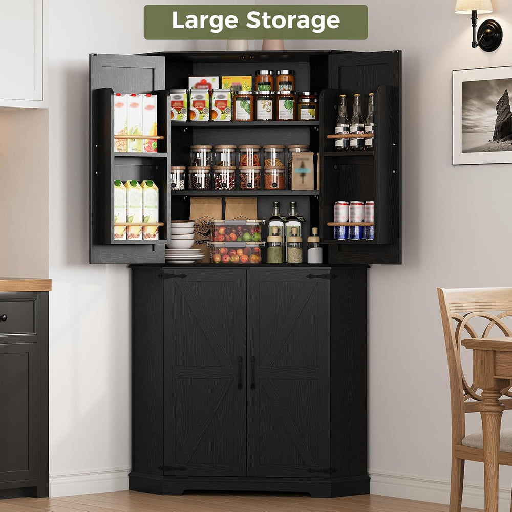 IRONCK Corner Cabinet, 72" Kitchen Pantry Cabinet, 6-Tier Freestanding F...