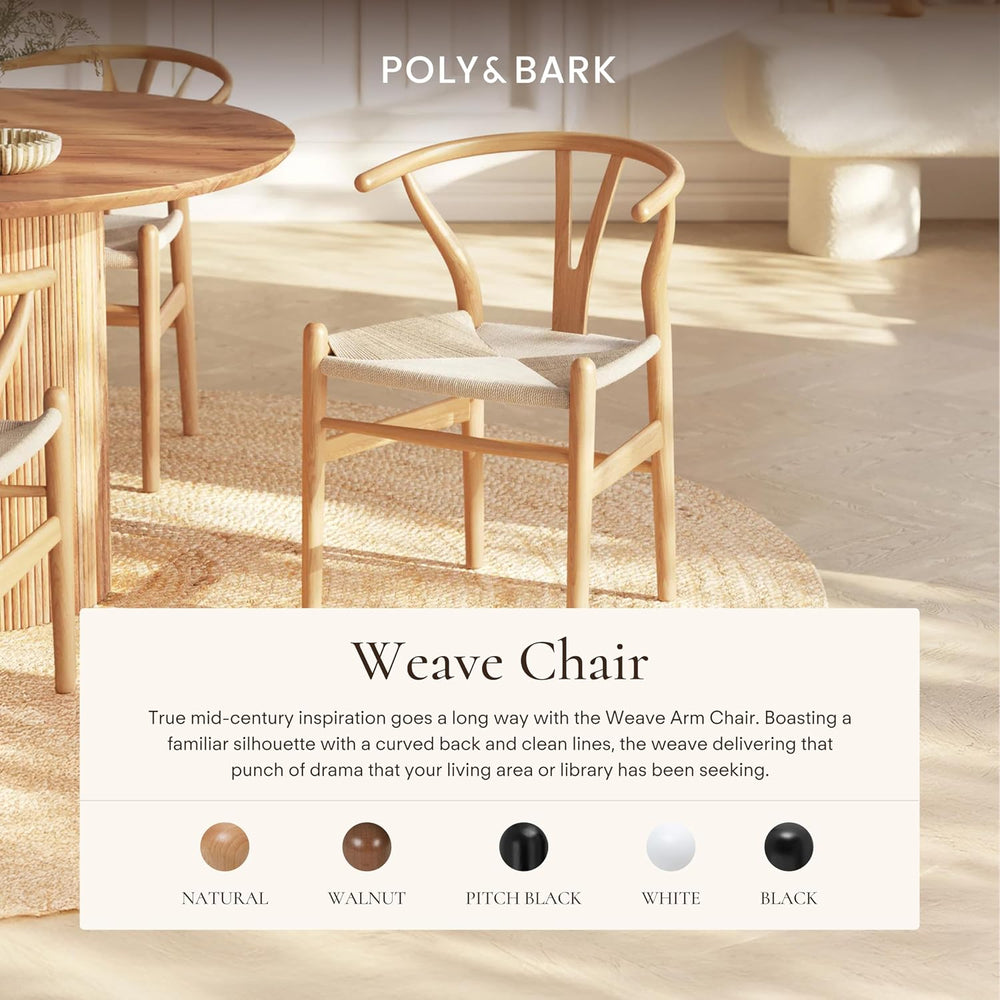 POLY & BARK Weave Dining Chair – Mid-Century Modern Wishbone Dining Chair...