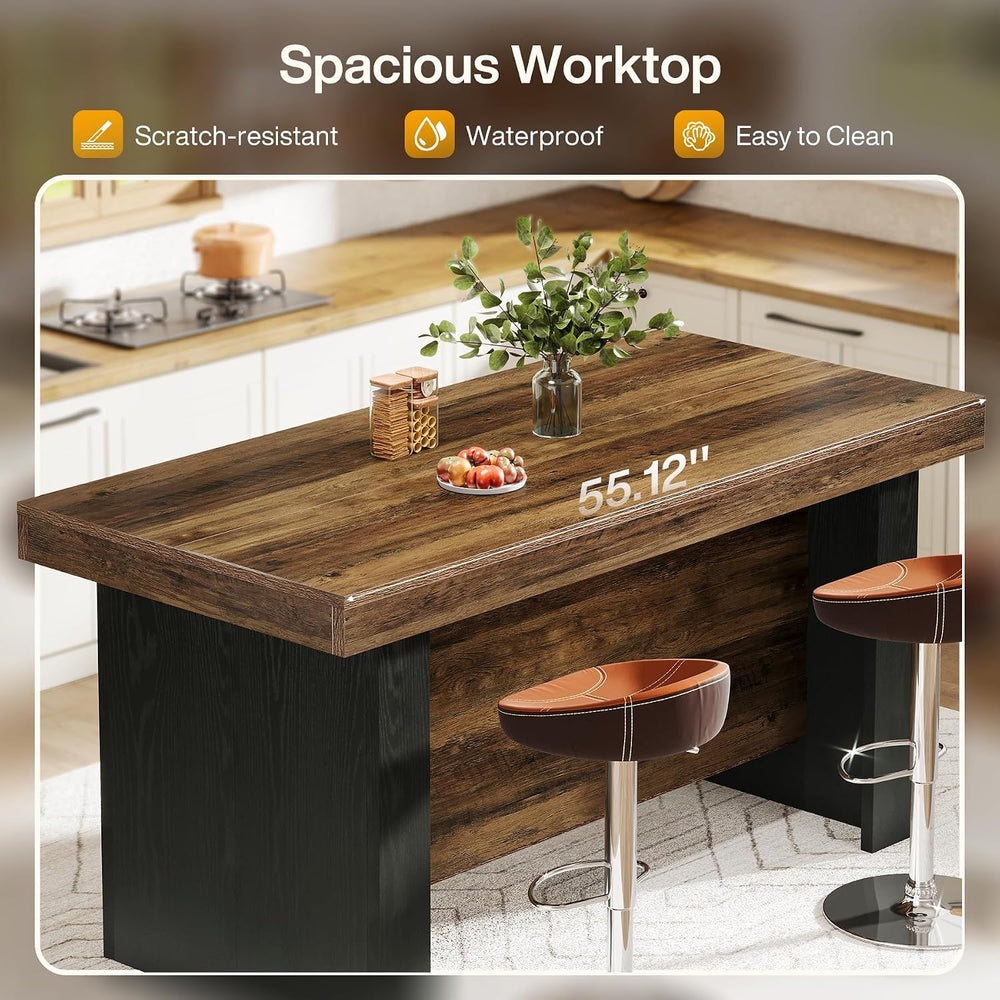 Tribesigns 55-Inch Kitchen Island with Storage, Farmhouse Center Island Table...
