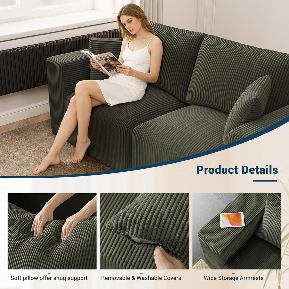 Modular Loveseat Couch Cloud Couches for Living Room - 79" Sofa - No Ass...