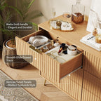 Garvee Fluted Dresser for Bedroom with 6 Drawers,47" Wide Modern Chest of Wooden Bedroom Chest with Metal Handle,Clothes Storage Organizer,Closet Dresser & TV Stand for Living Room,Hallway,6&Natural