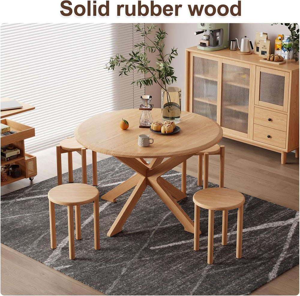 Stackable Stools Set of 4, 100% Solid Wood Stool No Installation Required, Si...