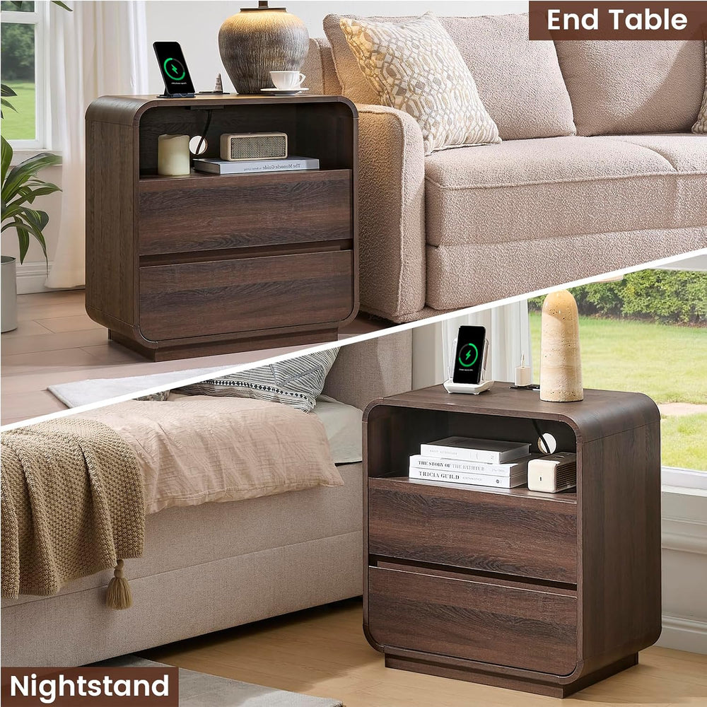 Standifurno Modern Nightstand Set of 2, 23.2" Wide Wood Bedside Table wi...