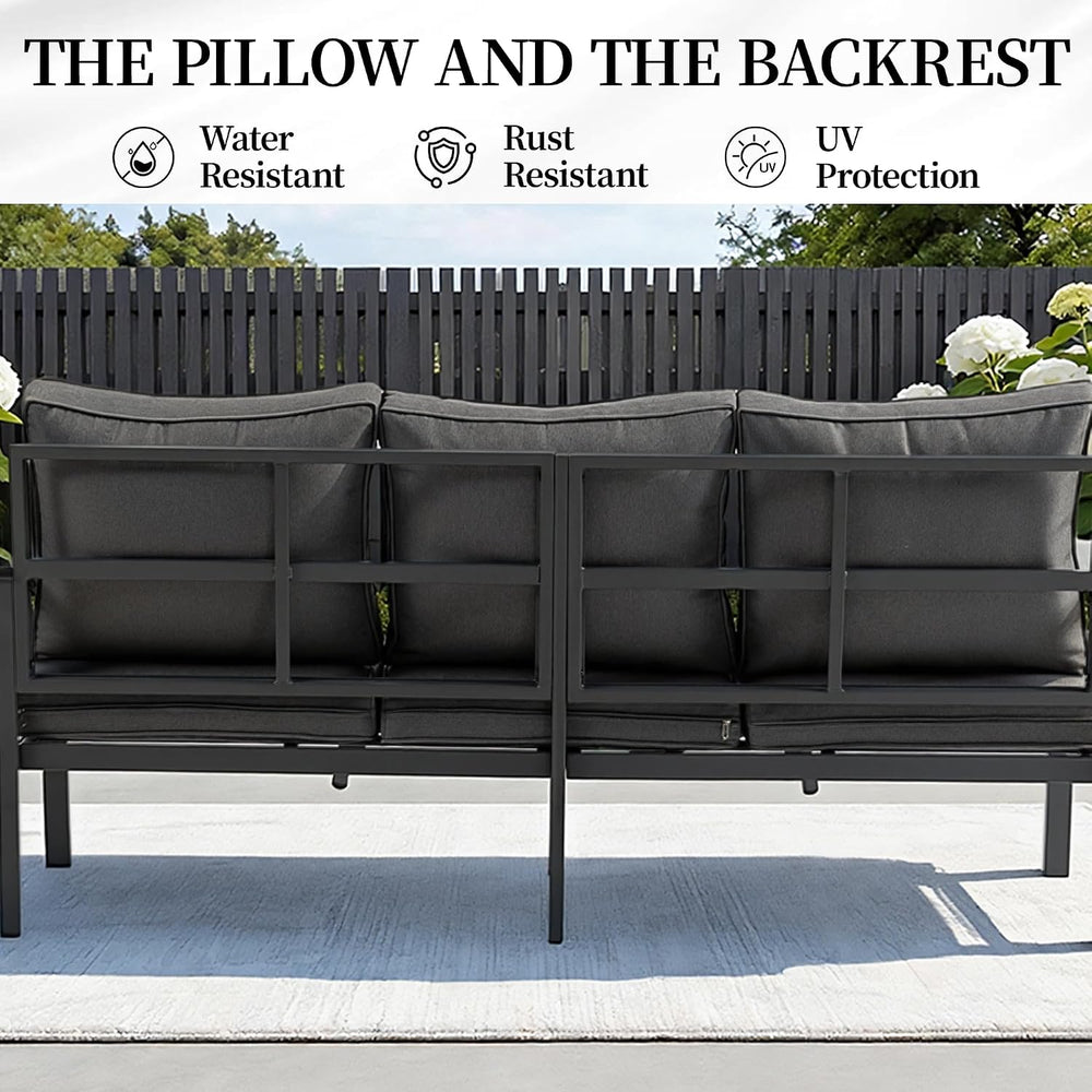 Outdoor Patio Furniture Set, 1 PCS 3-Seat, All-Weather Metal Modern Outside S...