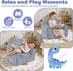 MeMoreCool Kids Chair, Glow Grey Dinosaur Kids Couch Sofa for Ages 3+ | Glow grey dinosaur kids chair, cozy foam armchair for reading corner, plush seat for playroom and kids room