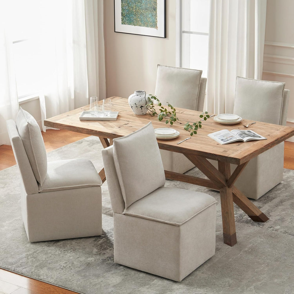 VKNOW Upholstered Dining Chairs Set of 2, Dining Room Chairs with Storage