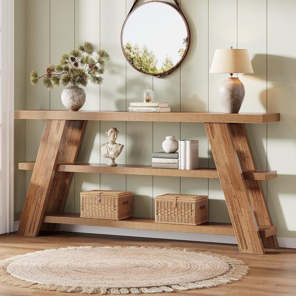 Tribesigns 70.9" Extra Long Console Table with Storage, 3-Tier Narrow Wo...