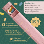 Pillar Plus - Aesthetic 7 XL Day Pill Organizer | BPA-Free Wheat Straw Medicine Case | Pretty Travel & Home Tablet Vitamin Organizer | Cute Weekly Pill Box | Travel Medicine Organizer (Soft Pink)