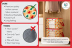 Designer Christmas Canvas Clothing Storage Bags 2 Pack Clothes Organizer bags for sweaters, clothing, garments, quilt, linens, large folding organizers with zip & window, moth proof space saver