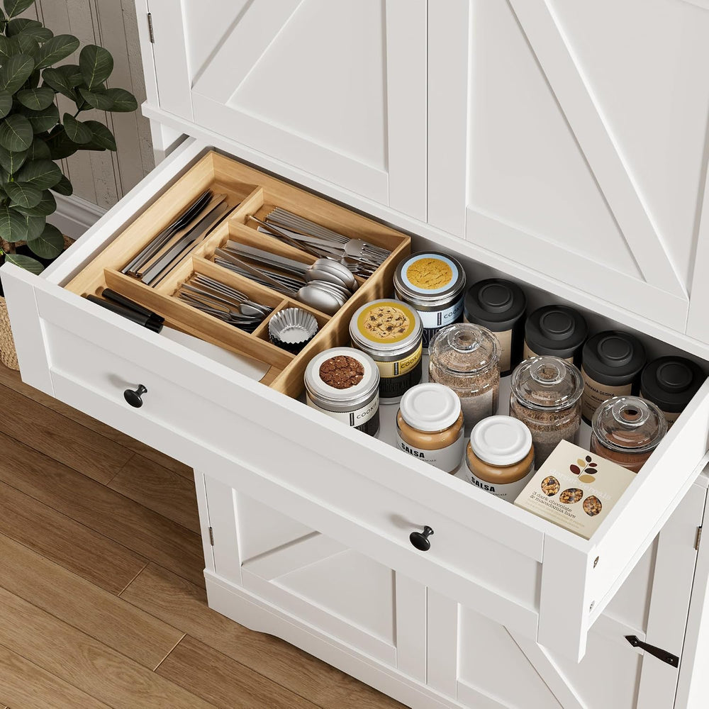 HOSTACK 71" Kitchen Pantry Storage Cabinet, Farmhouse Pantry Cabinet, Wh...